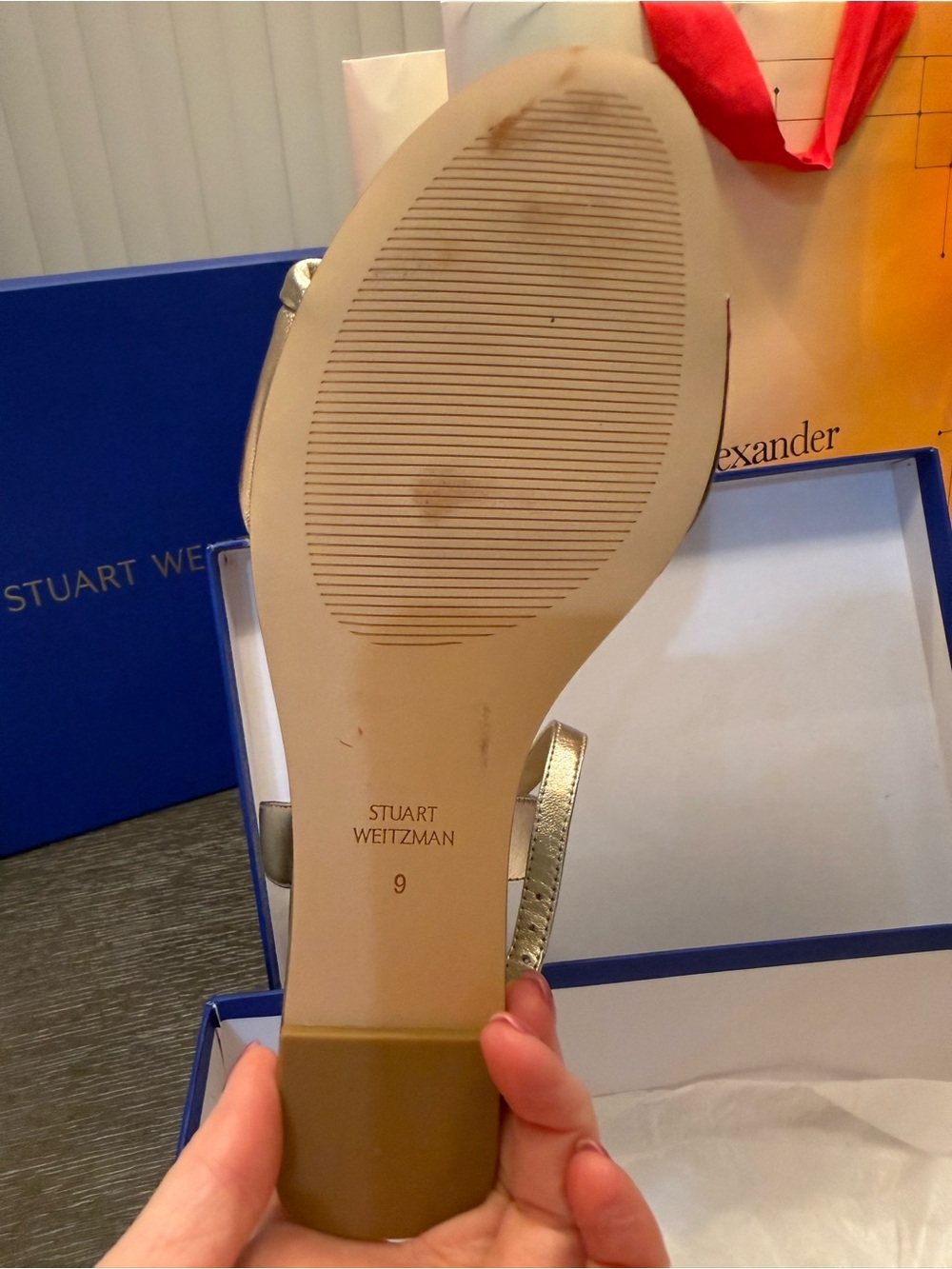 Stuart Weitzman Metallic Gold Ankle-Strap Wedge Espadrilles - Picture 4 of 8